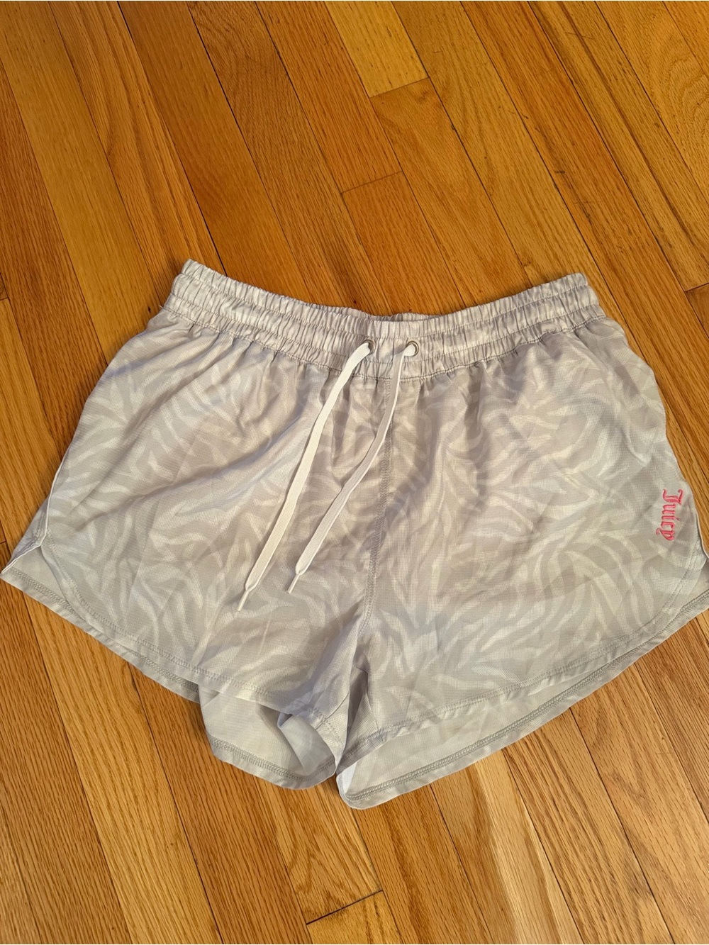 Light Gray Juicy Zebra-Print Women’s Athletic Shorts